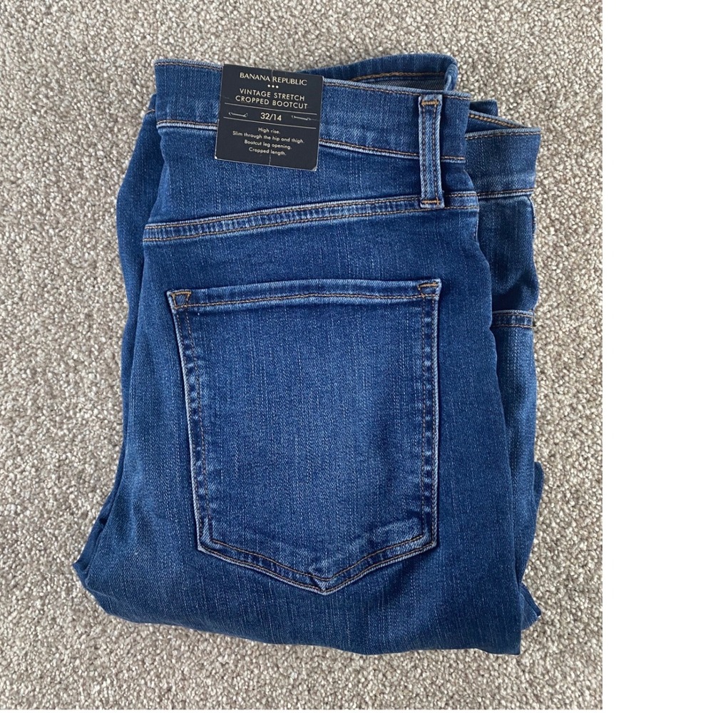 Banana Republic Vintage Stretch Cropped Bootcut Jeans High Rise Button Fly 32/14